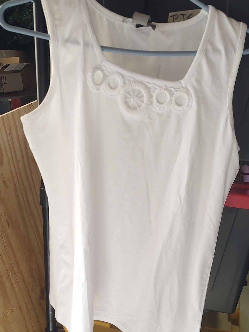 White Sleeveless Embellished Tank Top - Women
